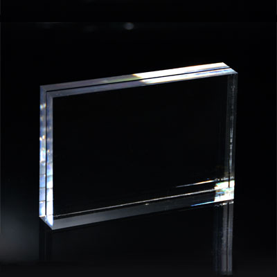 Eremit Display Logoblock massiv Acrylglas mit gefrästem Einschub
